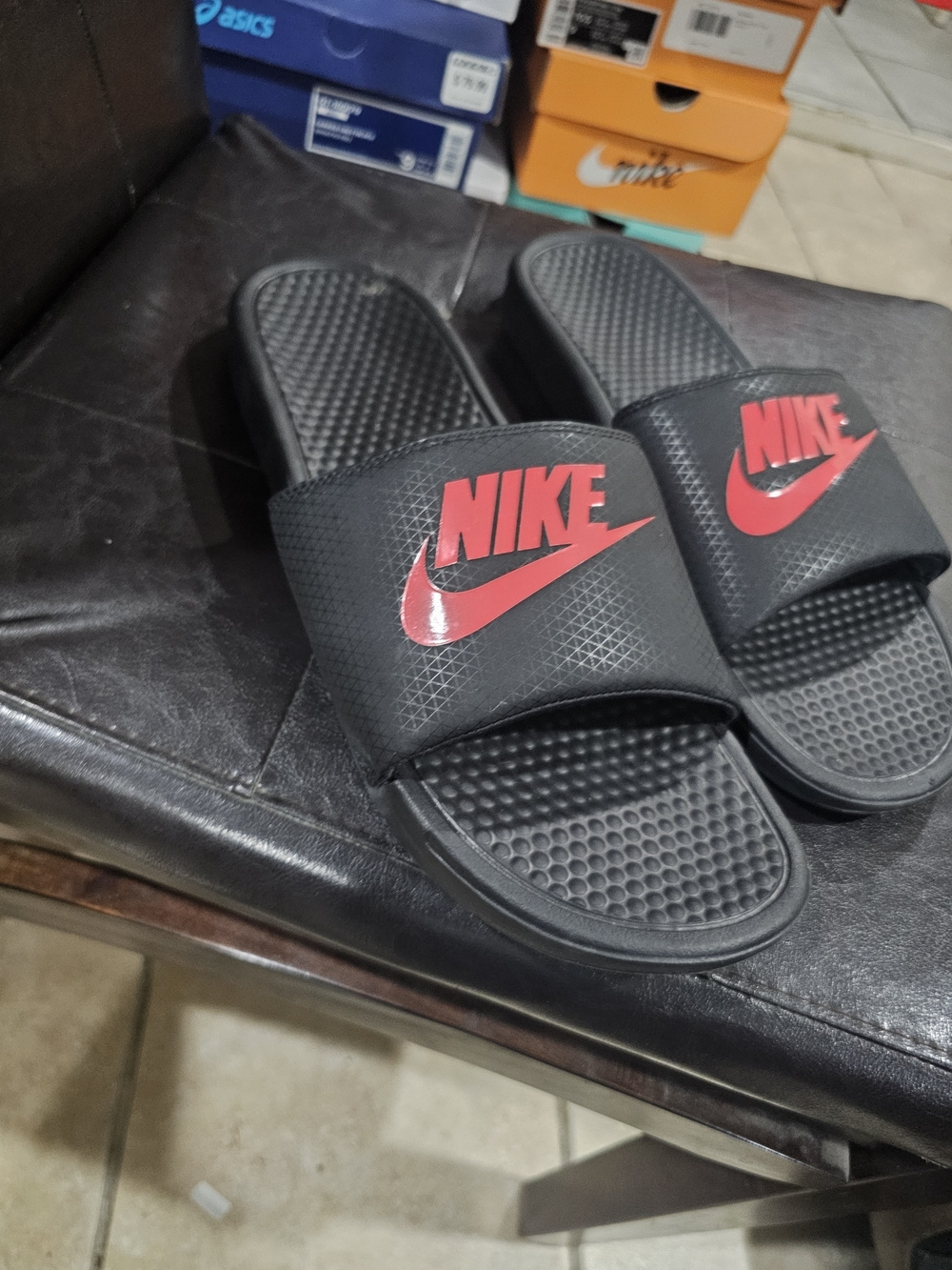 Nike Men’s Black Slides with Red Logo